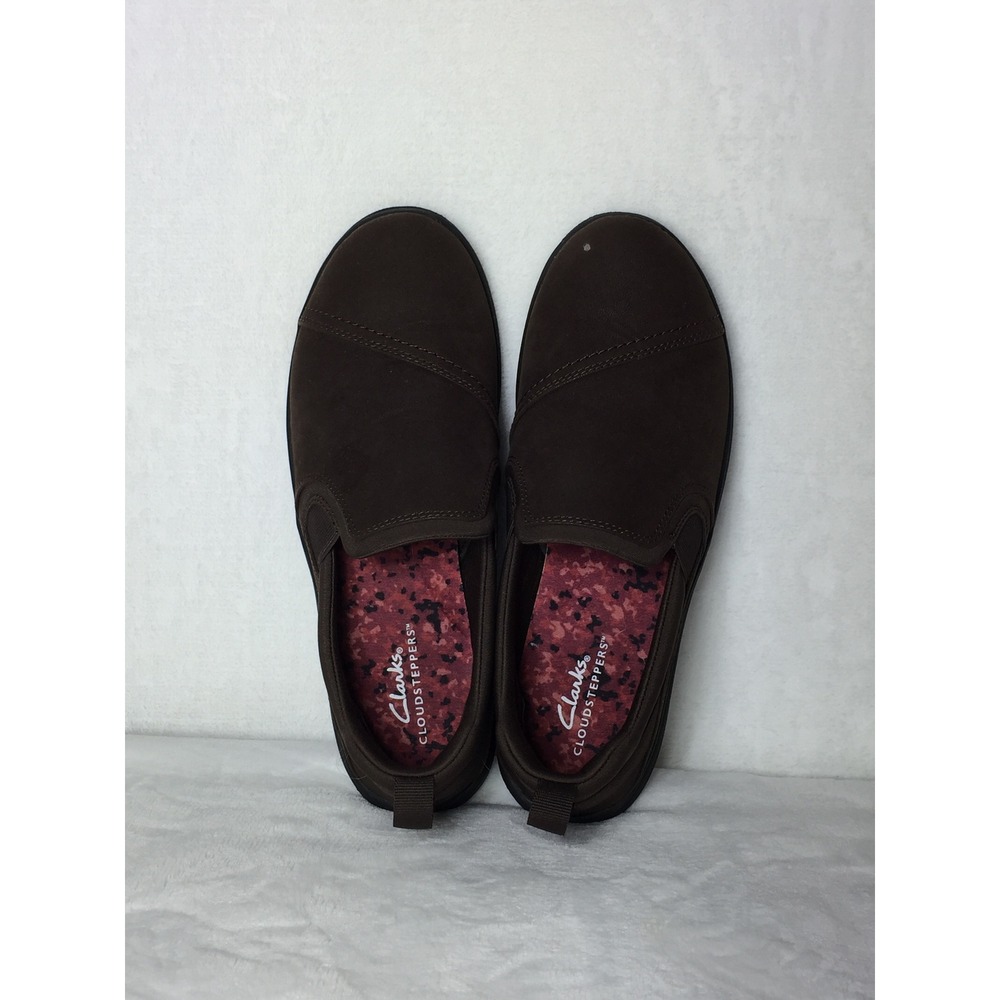 Clarks Women's Slip On Cloudsteppers Loafers Brown Casual Comfort Shoes